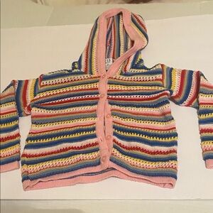 Vintage Baby GAP 2000 Multicolor Knit Baby Hoodie Pink XL